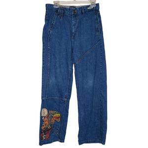 Vintage Fubu Platinum Harlem Globetrotters Youth Boys Blue Jeans Size 18 LE